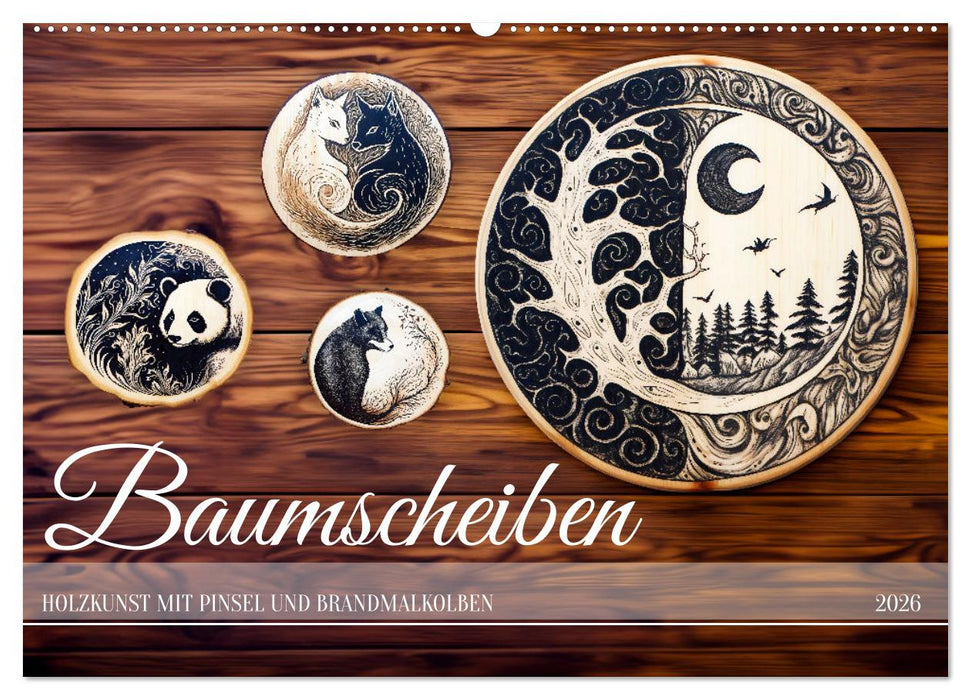 Baumscheiben - Holzkunst mit Pinsel und Brandmalkolben (CALVENDO Wandkalender 2026)
