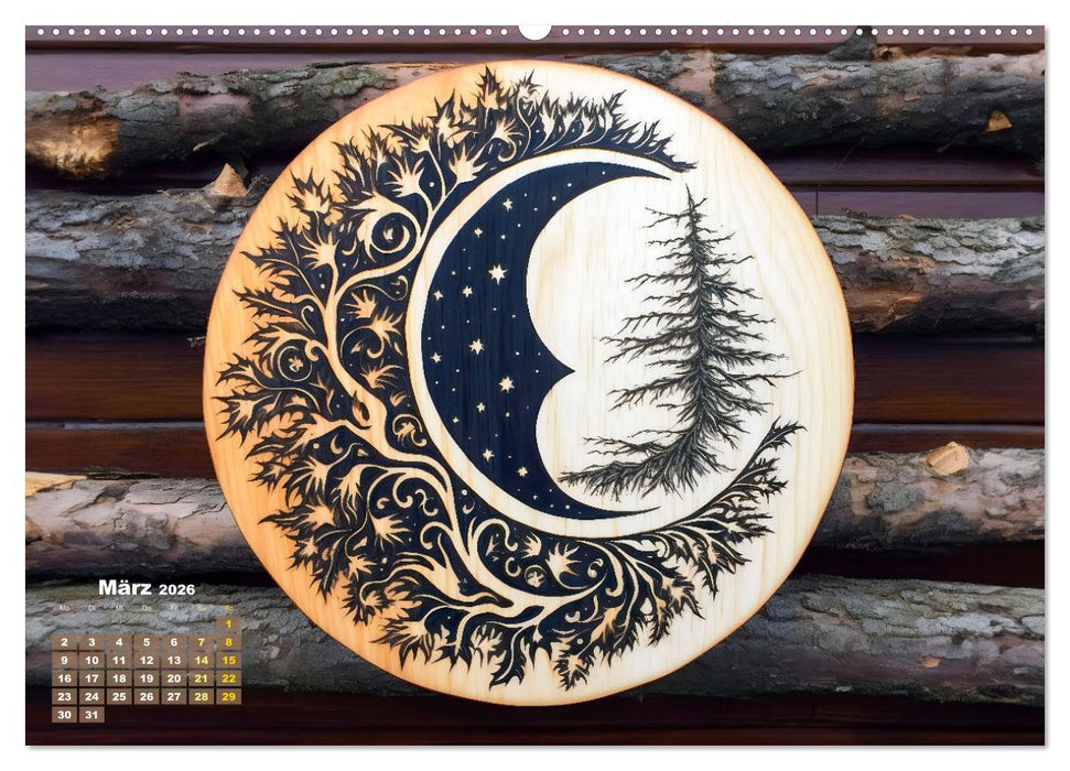 Baumscheiben - Holzkunst mit Pinsel und Brandmalkolben (CALVENDO Wandkalender 2026)