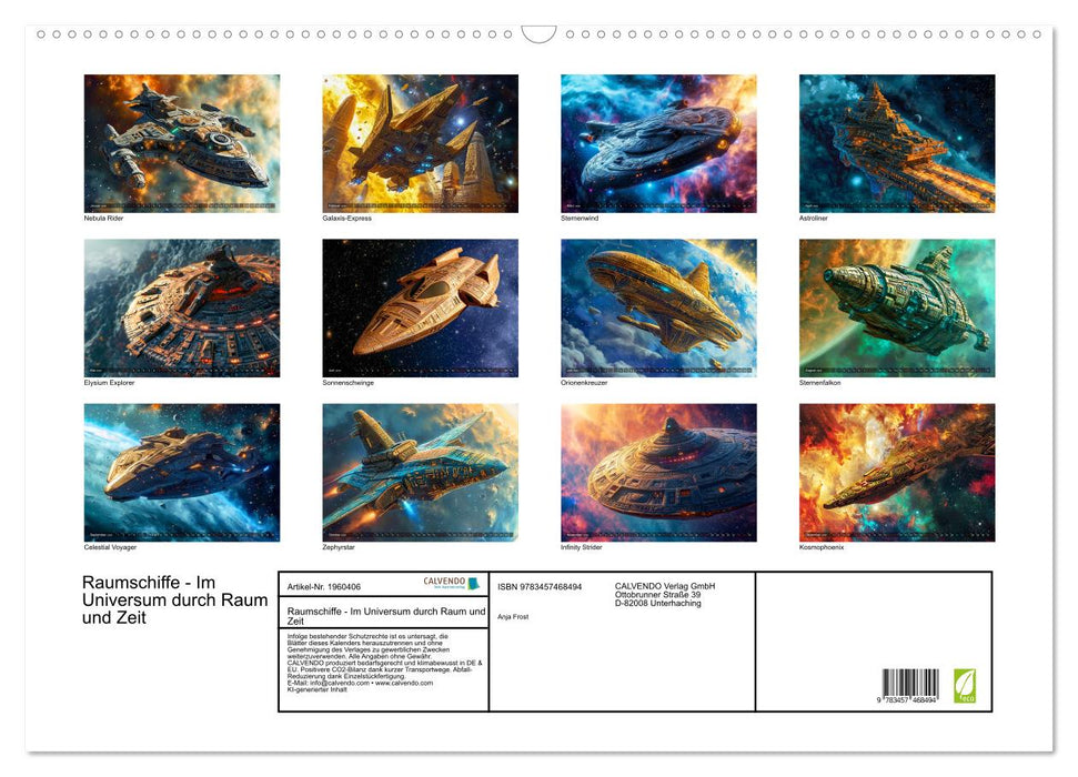 Raumschiffe - Im Universum durch Raum und Zeit (CALVENDO Wandkalender 2026)