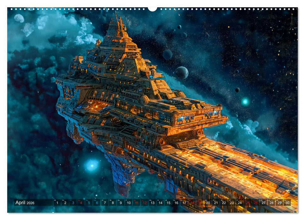 Raumschiffe - Im Universum durch Raum und Zeit (CALVENDO Wandkalender 2026)