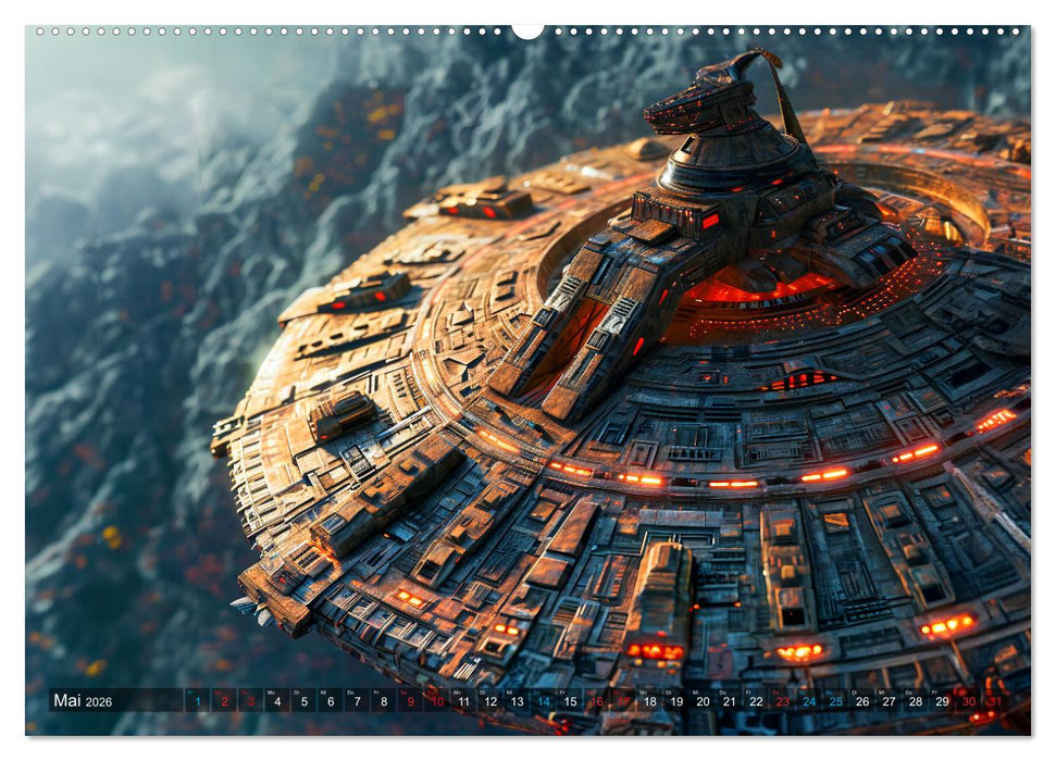 Raumschiffe - Im Universum durch Raum und Zeit (CALVENDO Wandkalender 2026)