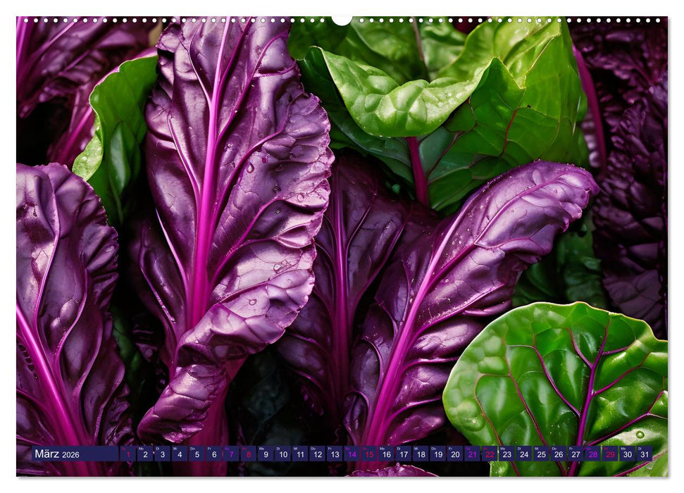 BLAU - Gemüse und Obst - Farbexplosion (CALVENDO Premium Wandkalender 2026)
