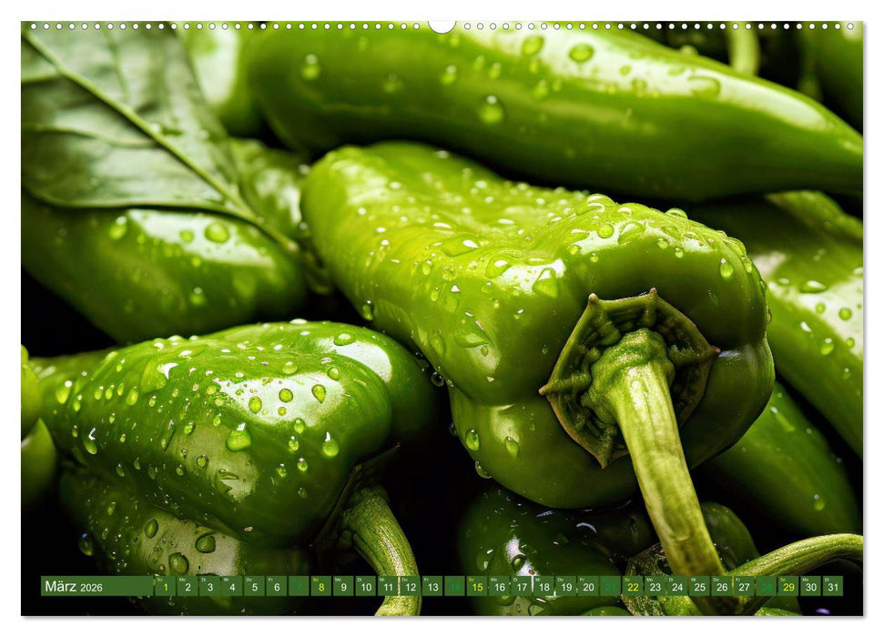 GRÜN - Gemüse und Obst - Knackig und Frisch (CALVENDO Premium Wandkalender 2026)