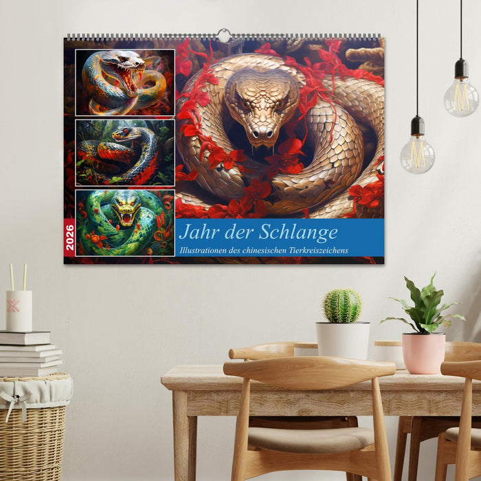 Jahr der Schlange - Illustrationen des chinesischen Tierkreiszeichens (CALVENDO Wandkalender 2026)