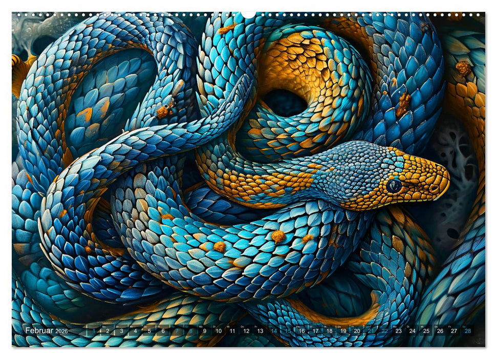 Jahr der Schlange - Illustrationen des chinesischen Tierkreiszeichens (CALVENDO Wandkalender 2026)