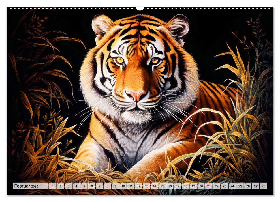 Jahr des Tigers - Porträts des chinesischen Tierkreiszeichens (CALVENDO Premium Wandkalender 2026)
