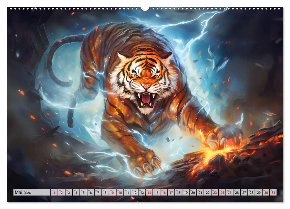 Jahr des Tigers - Porträts des chinesischen Tierkreiszeichens (CALVENDO Premium Wandkalender 2026)
