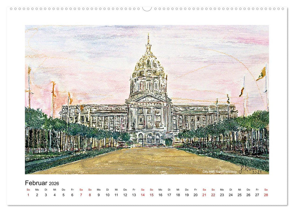 San Francisco in stillen Aquarellen (CALVENDO Premium Wandkalender 2026)