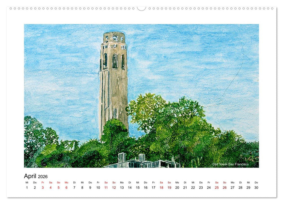 San Francisco in stillen Aquarellen (CALVENDO Premium Wandkalender 2026)