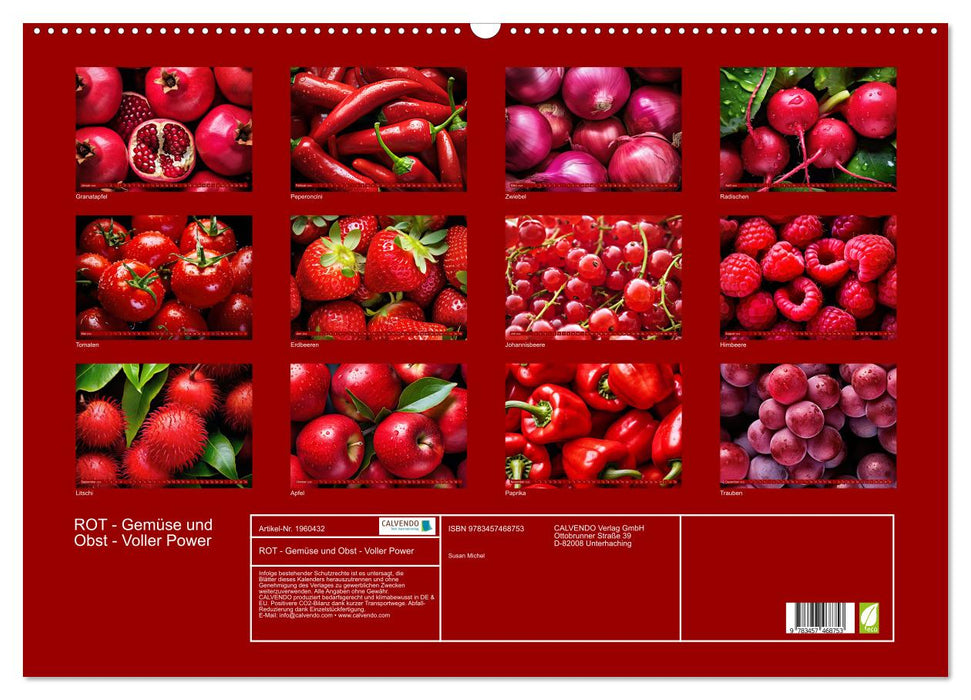 ROT - Gemüse und Obst - Voller Power (CALVENDO Wandkalender 2026)