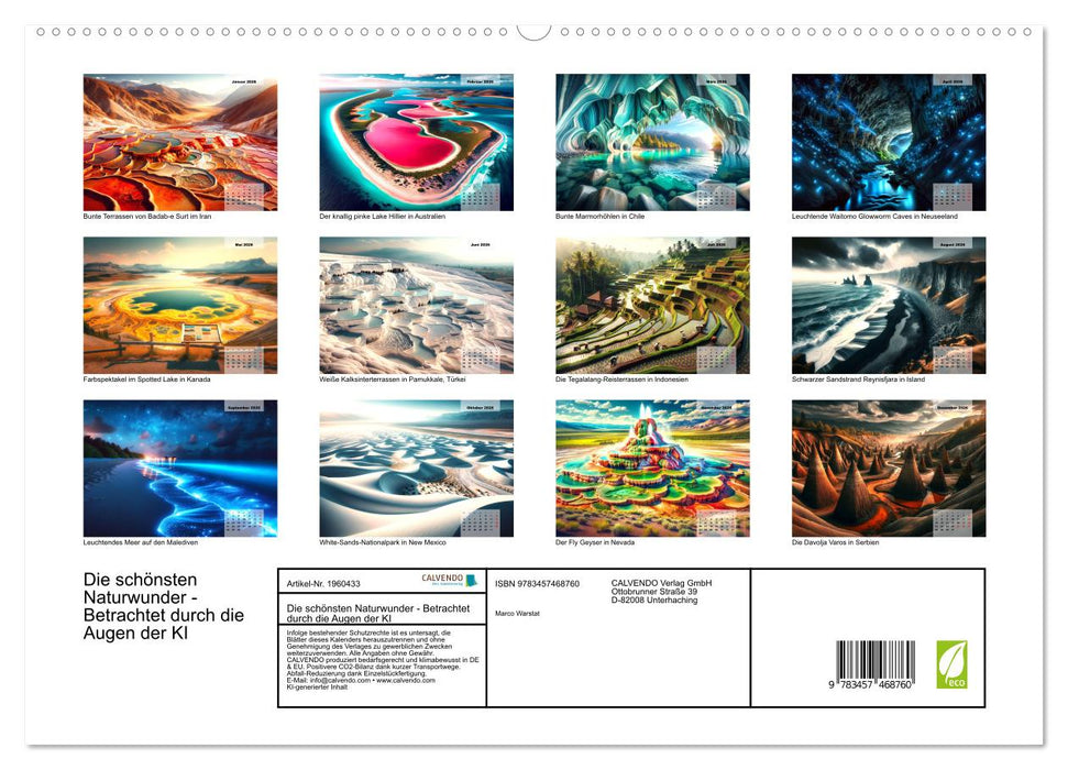 Die schönsten Naturwunder - Betrachtet durch die Augen der KI (CALVENDO Premium Wandkalender 2026)