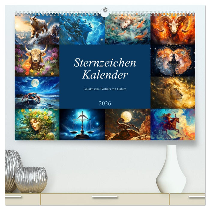 Sternzeichen-Kalender - Galaktische Porträts mit Datum (CALVENDO Premium Wandkalender 2026)