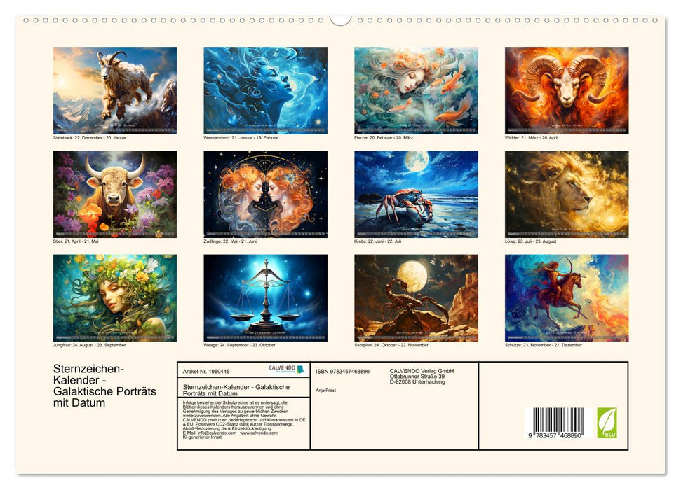 Sternzeichen-Kalender - Galaktische Porträts mit Datum (CALVENDO Premium Wandkalender 2026)