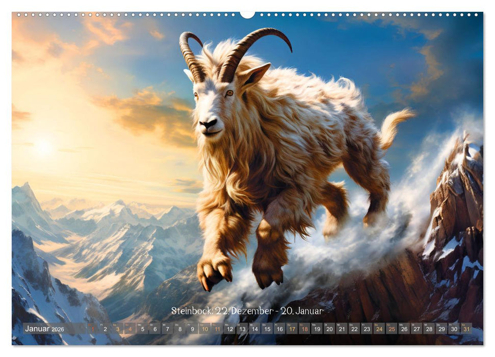 Sternzeichen-Kalender - Galaktische Porträts mit Datum (CALVENDO Premium Wandkalender 2026)