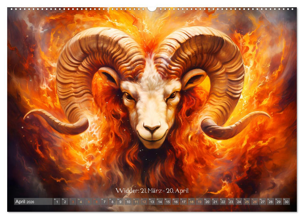 Sternzeichen-Kalender - Galaktische Porträts mit Datum (CALVENDO Premium Wandkalender 2026)