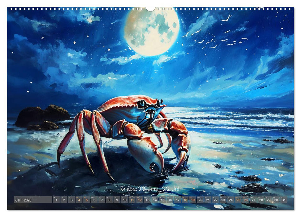Sternzeichen-Kalender - Galaktische Porträts mit Datum (CALVENDO Premium Wandkalender 2026)
