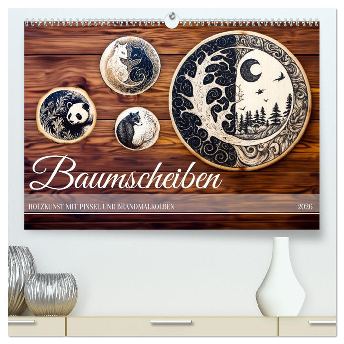 Baumscheiben - Holzkunst mit Pinsel und Brandmalkolben (CALVENDO Premium Wandkalender 2026)