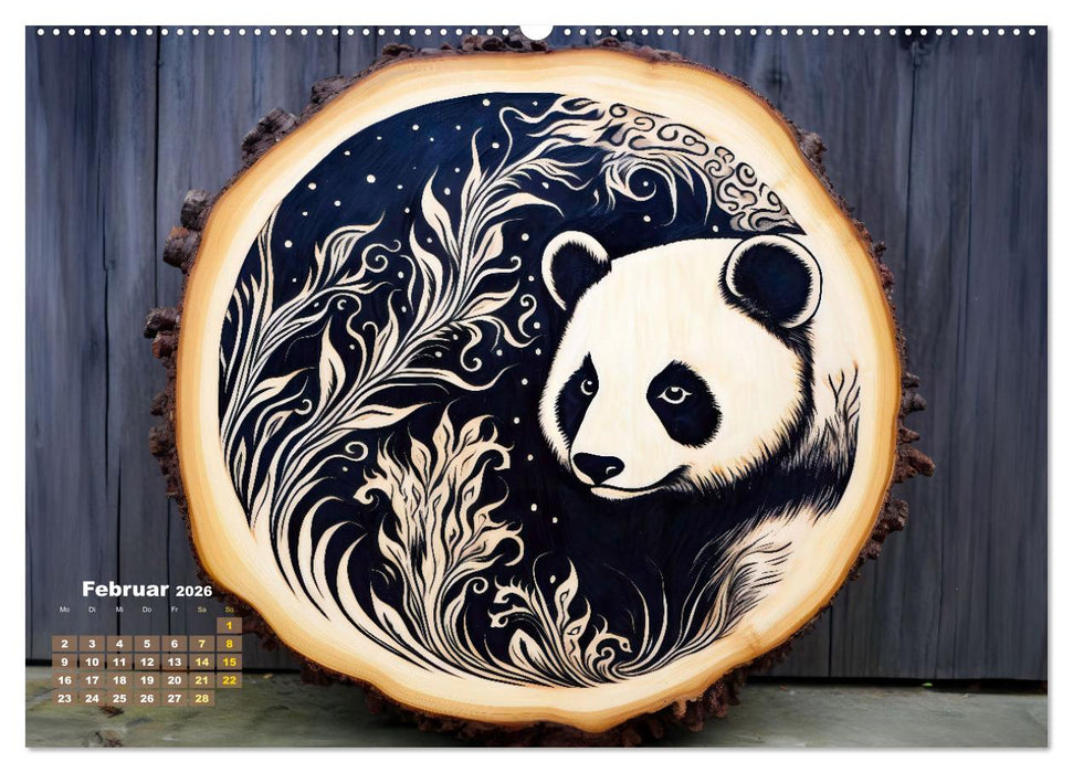 Baumscheiben - Holzkunst mit Pinsel und Brandmalkolben (CALVENDO Premium Wandkalender 2026)