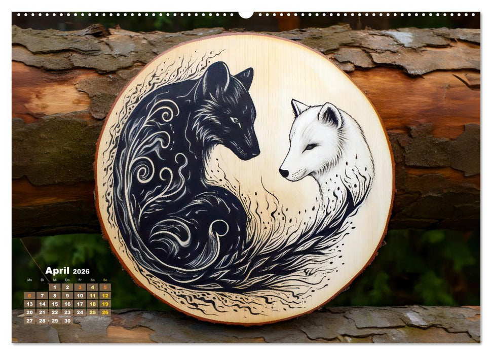 Baumscheiben - Holzkunst mit Pinsel und Brandmalkolben (CALVENDO Premium Wandkalender 2026)
