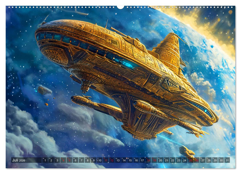 Raumschiffe - Im Universum durch Raum und Zeit (CALVENDO Premium Wandkalender 2026)