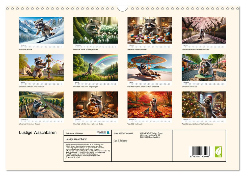 Lustige Waschbären (CALVENDO Wandkalender 2026)