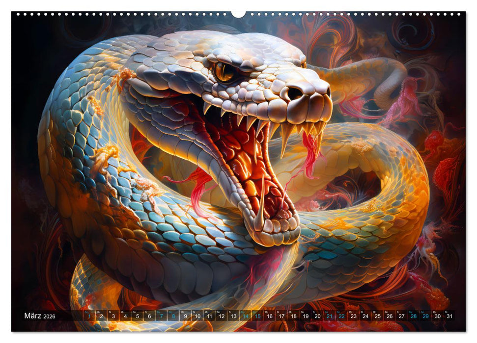Jahr der Schlange - Illustrationen des chinesischen Tierkreiszeichens (CALVENDO Premium Wandkalender 2026)