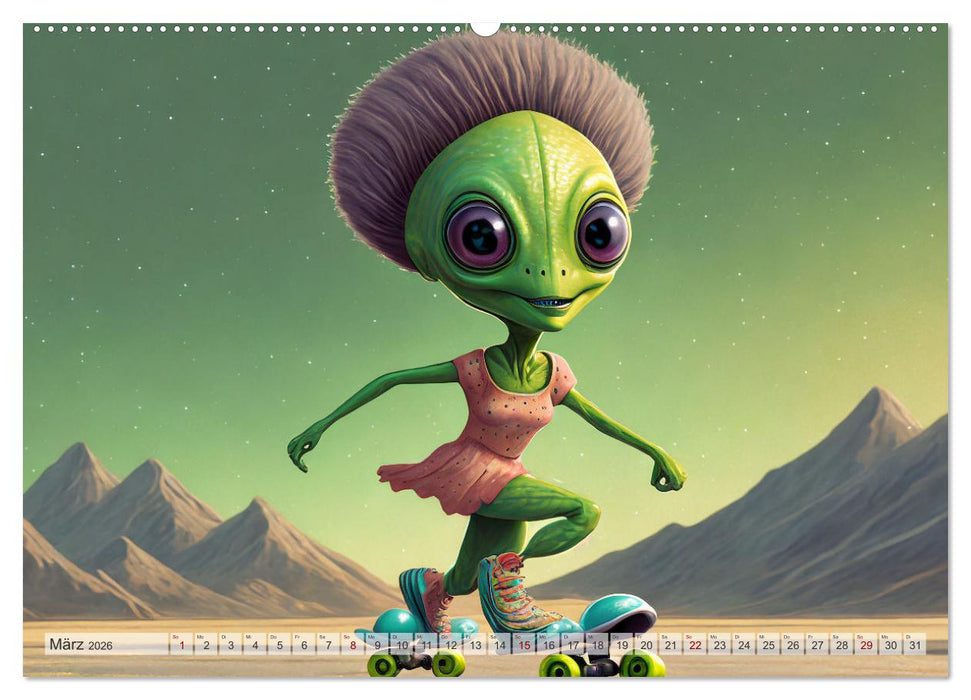 Grüne Männchen - Ganz normale Außerirdische (CALVENDO Wandkalender 2026)
