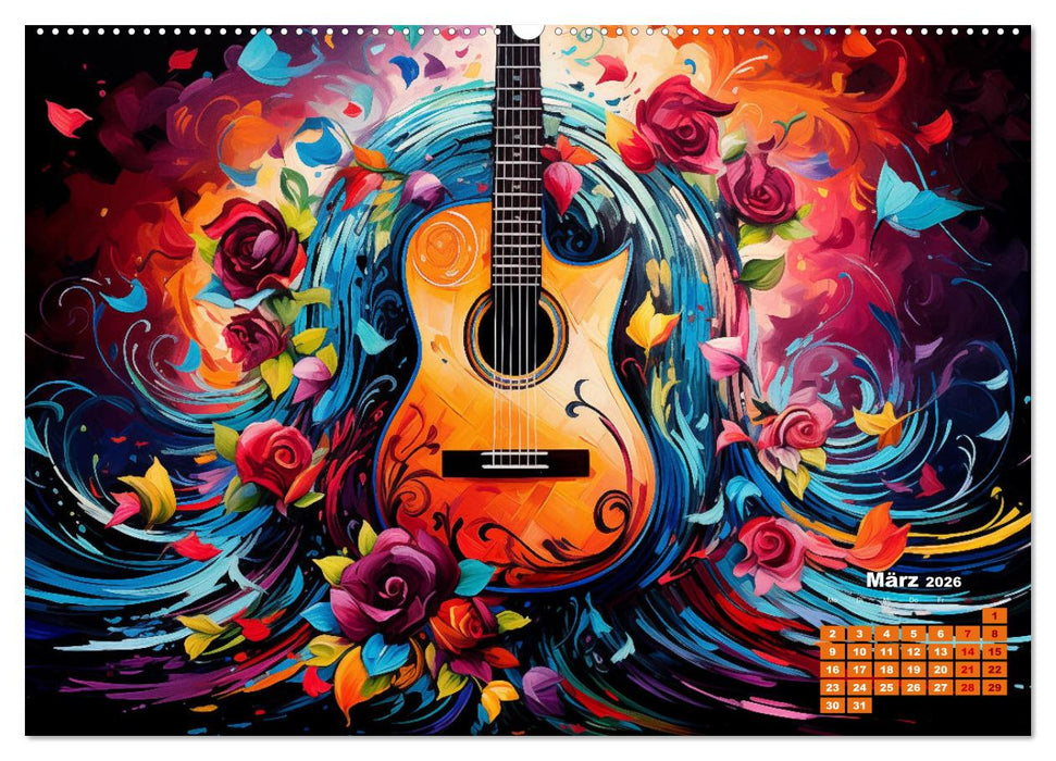 Sechs Saiten, Zwölf Monate - Der Gitarrenkalender (CALVENDO Premium Wandkalender 2026)