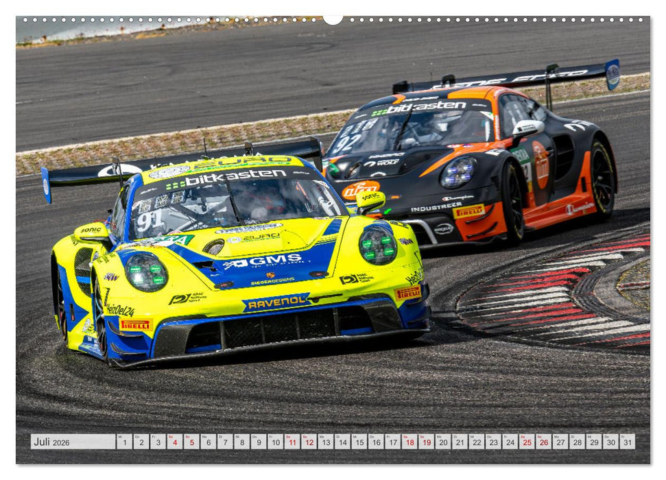 Super Sportwagen aus Zuffenhausen beim GT MASTERS (CALVENDO Premium Wandkalender 2026)