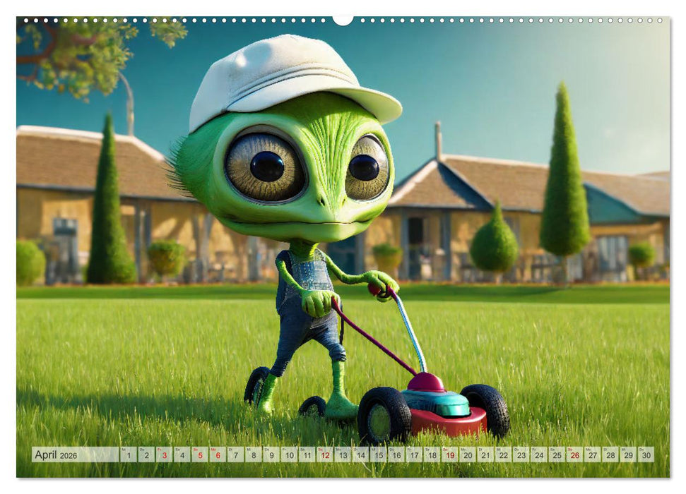 Grüne Männchen - Ganz normale Außerirdische (CALVENDO Premium Wandkalender 2026)