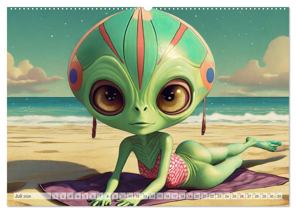 Grüne Männchen - Ganz normale Außerirdische (CALVENDO Premium Wandkalender 2026)
