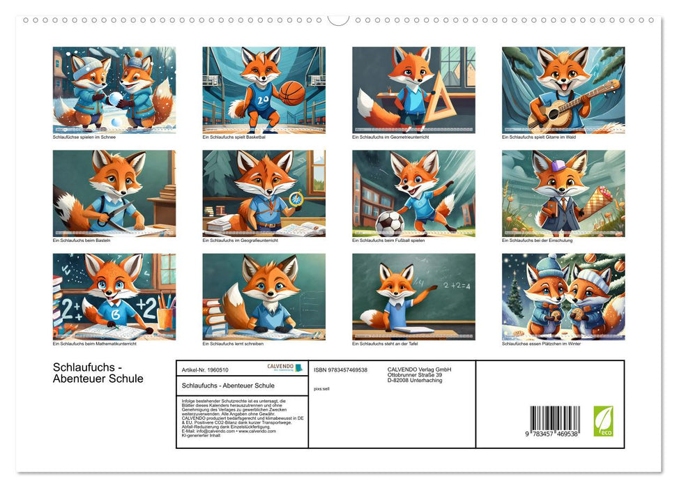 Schlaufuchs - Abenteuer Schule (CALVENDO Premium Wandkalender 2026)