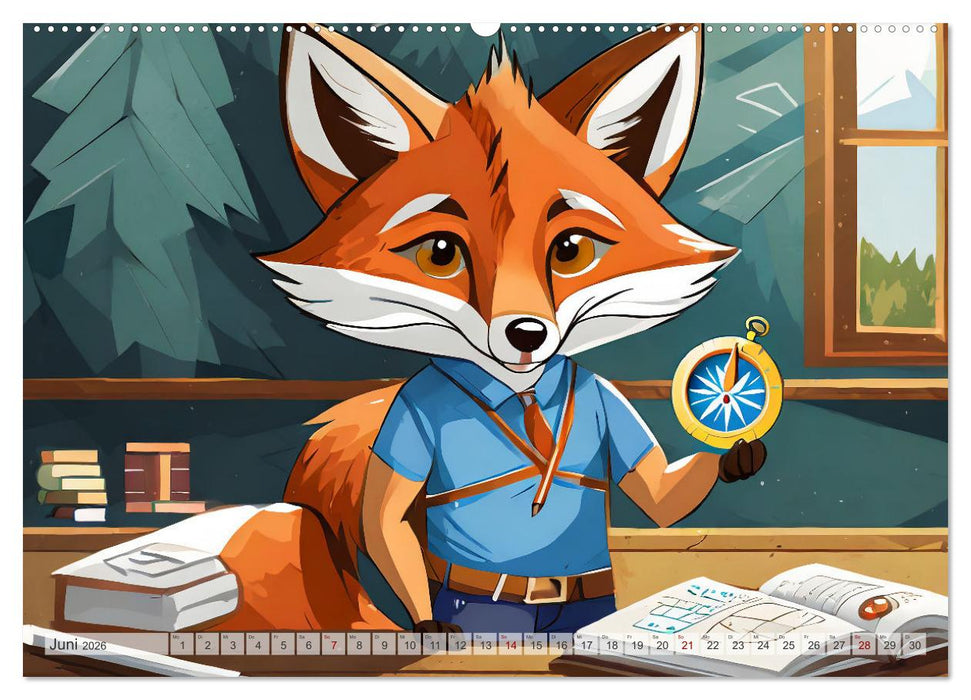Schlaufuchs - Abenteuer Schule (CALVENDO Premium Wandkalender 2026)