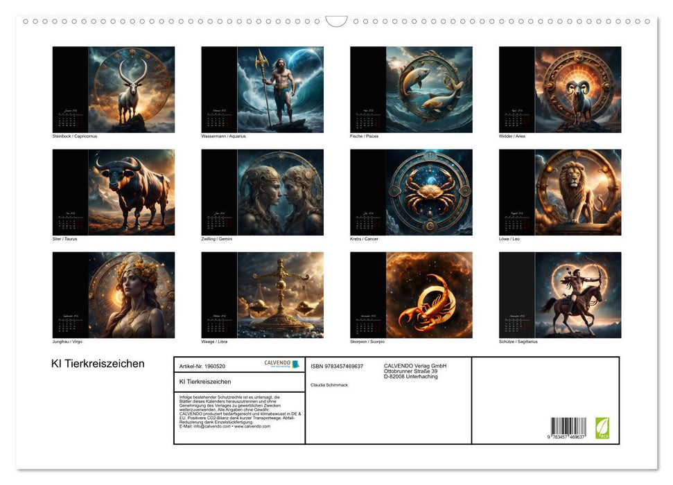 KI Tierkreiszeichen (CALVENDO Wandkalender 2026)