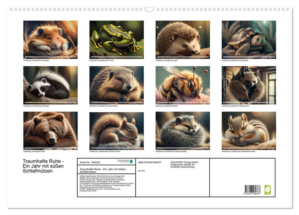 Traumhafte Ruhe - Ein Jahr mit süßen Schlafmützen (CALVENDO Wandkalender 2026)