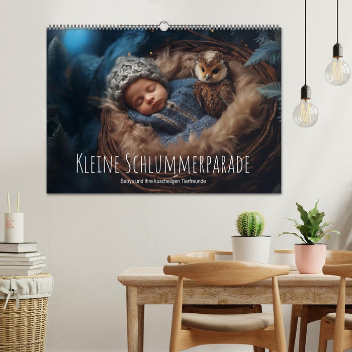 Kleine Schlummerparade: Babys und ihre kuscheligen Tierfreunde (CALVENDO Wandkalender 2026)