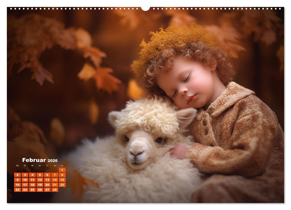 Kleine Schlummerparade: Babys und ihre kuscheligen Tierfreunde (CALVENDO Wandkalender 2026)