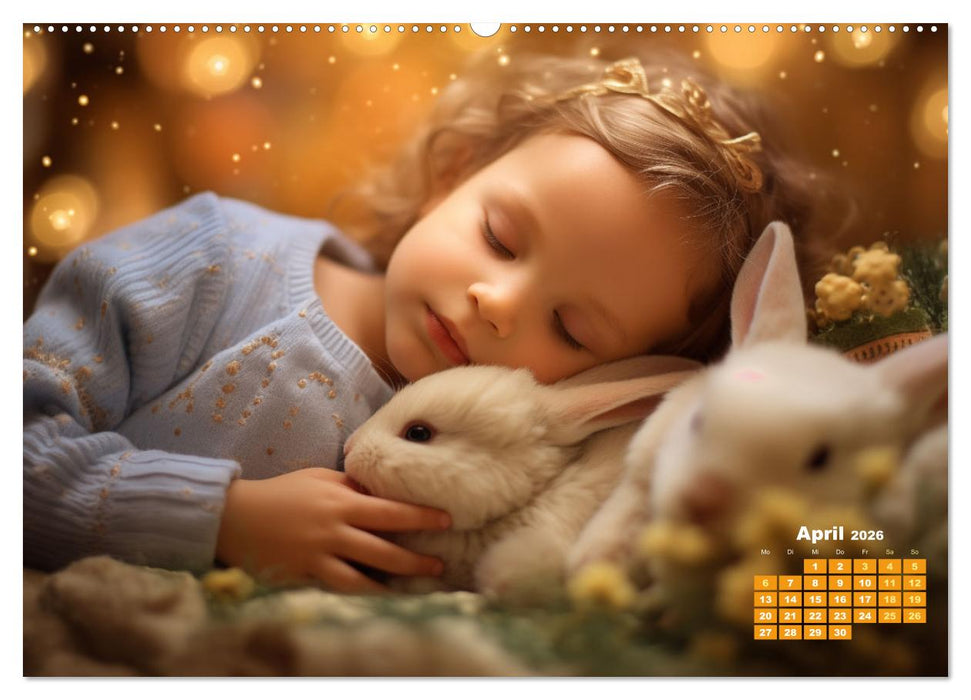 Kleine Schlummerparade: Babys und ihre kuscheligen Tierfreunde (CALVENDO Wandkalender 2026)