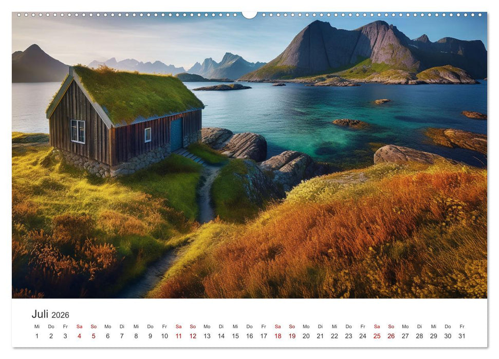 Hüttenzauber - Ein visueller Streifzug durch Norwegens Wildnis (CALVENDO Premium Wandkalender 2026)