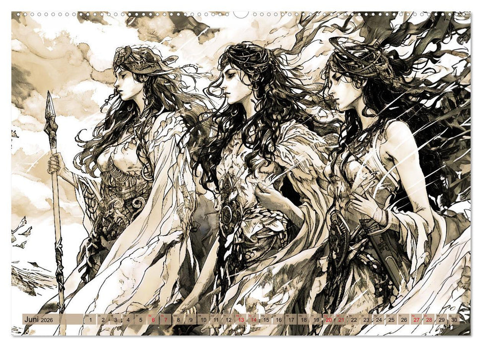 Götter der Wikinger - Skizzen zur Welt der Nordischen Mythologie (CALVENDO Premium Wandkalender 2026)