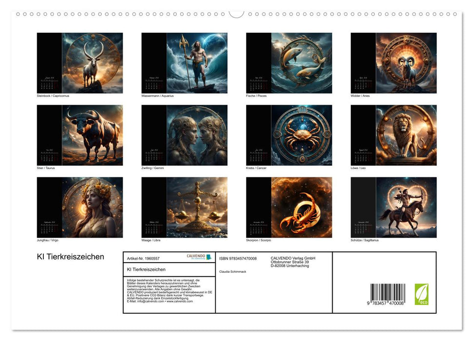 KI Tierkreiszeichen (CALVENDO Premium Wandkalender 2026)