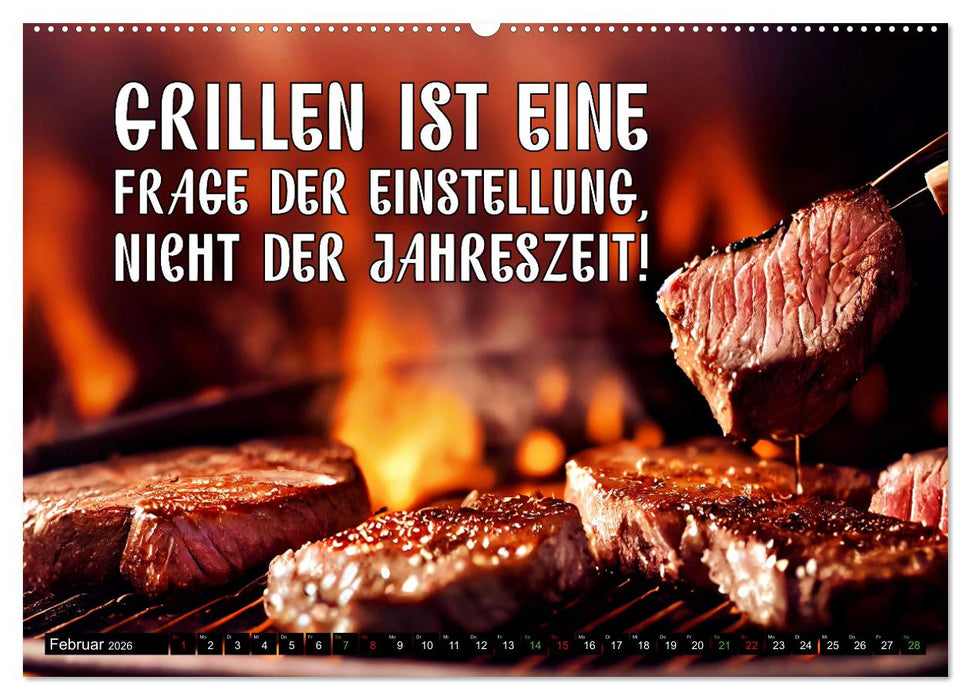 B wie BBQ Impressionen mit Sprüchen (CALVENDO Premium Wandkalender 2026)