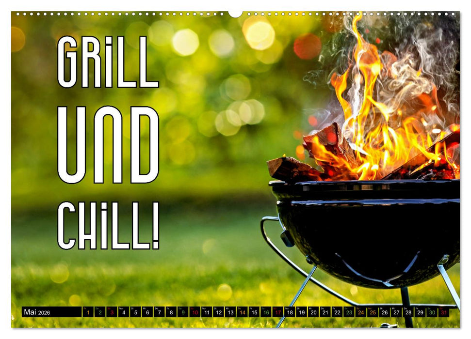 B wie BBQ Impressionen mit Sprüchen (CALVENDO Premium Wandkalender 2026)
