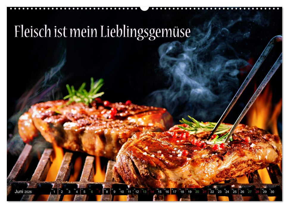 B wie BBQ Impressionen mit Sprüchen (CALVENDO Premium Wandkalender 2026)