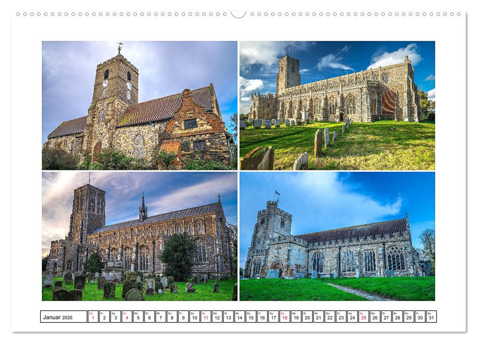 Trutzig und Wehrhaft - Englands Kirchen (CALVENDO Wandkalender 2026)