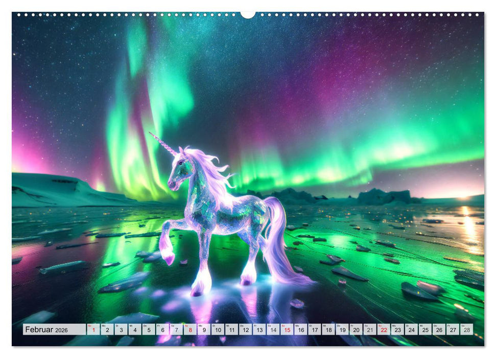 Mystische Einhörner - Jahreszeiten im Einhornland (CALVENDO Wandkalender 2026)