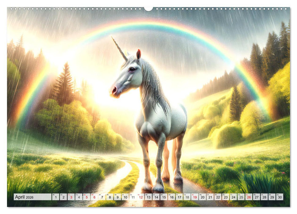 Mystische Einhörner - Jahreszeiten im Einhornland (CALVENDO Wandkalender 2026)