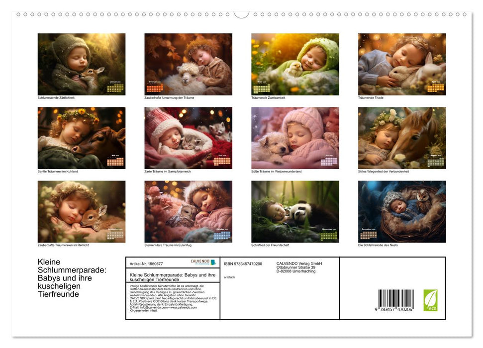Kleine Schlummerparade: Babys und ihre kuscheligen Tierfreunde (CALVENDO Premium Wandkalender 2026)