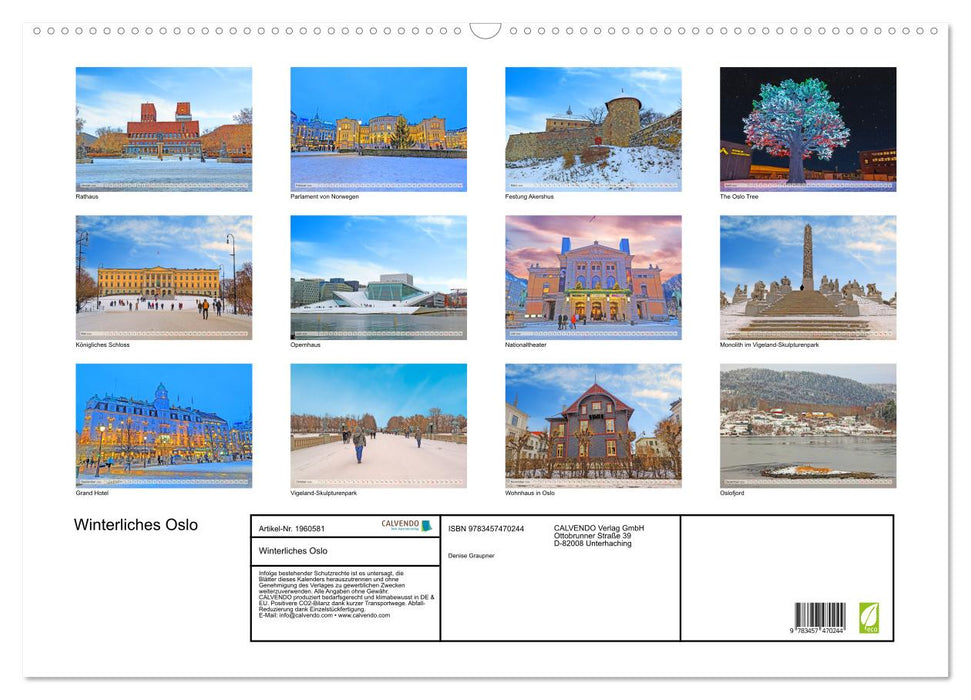 Winterliches Oslo (CALVENDO Wandkalender 2026)