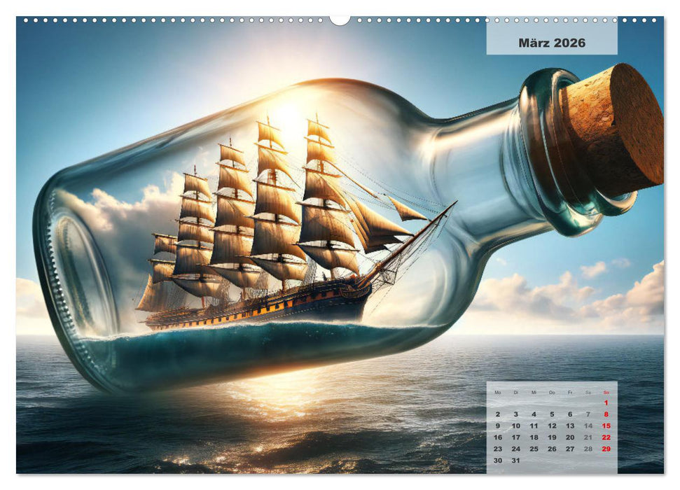 Die Befreiung der Flaschenschiffe - Historische Segelschiffe (CALVENDO Wandkalender 2026)